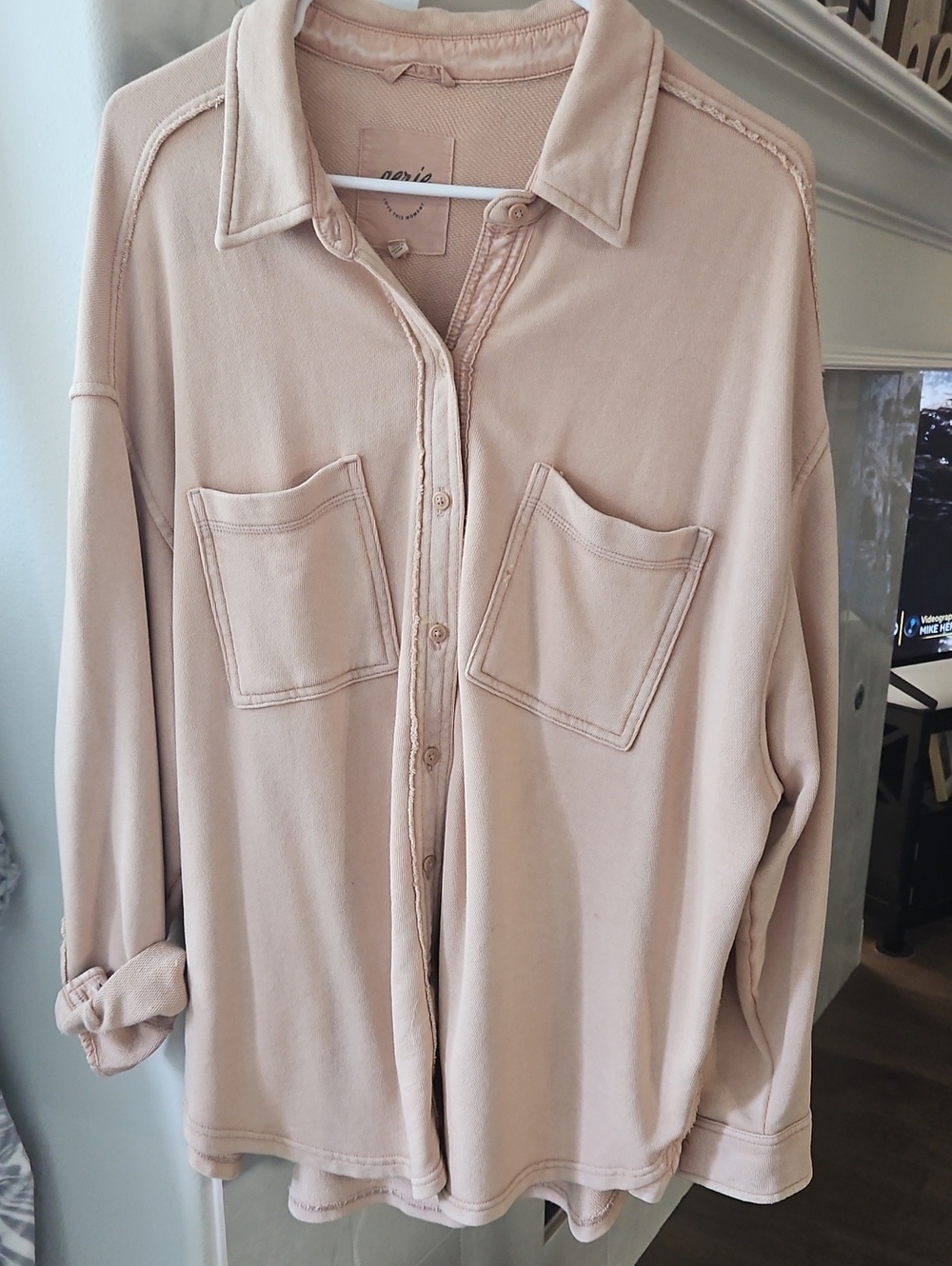 aerie Women's Light Beige Button-Down Shirt